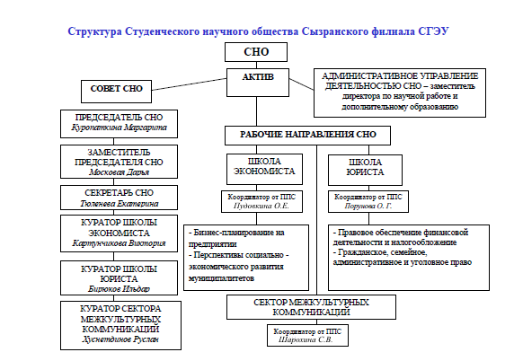 Структура студента. Структура научного студенческого общества. Структура СНО. Организационная структура СГЭУ.